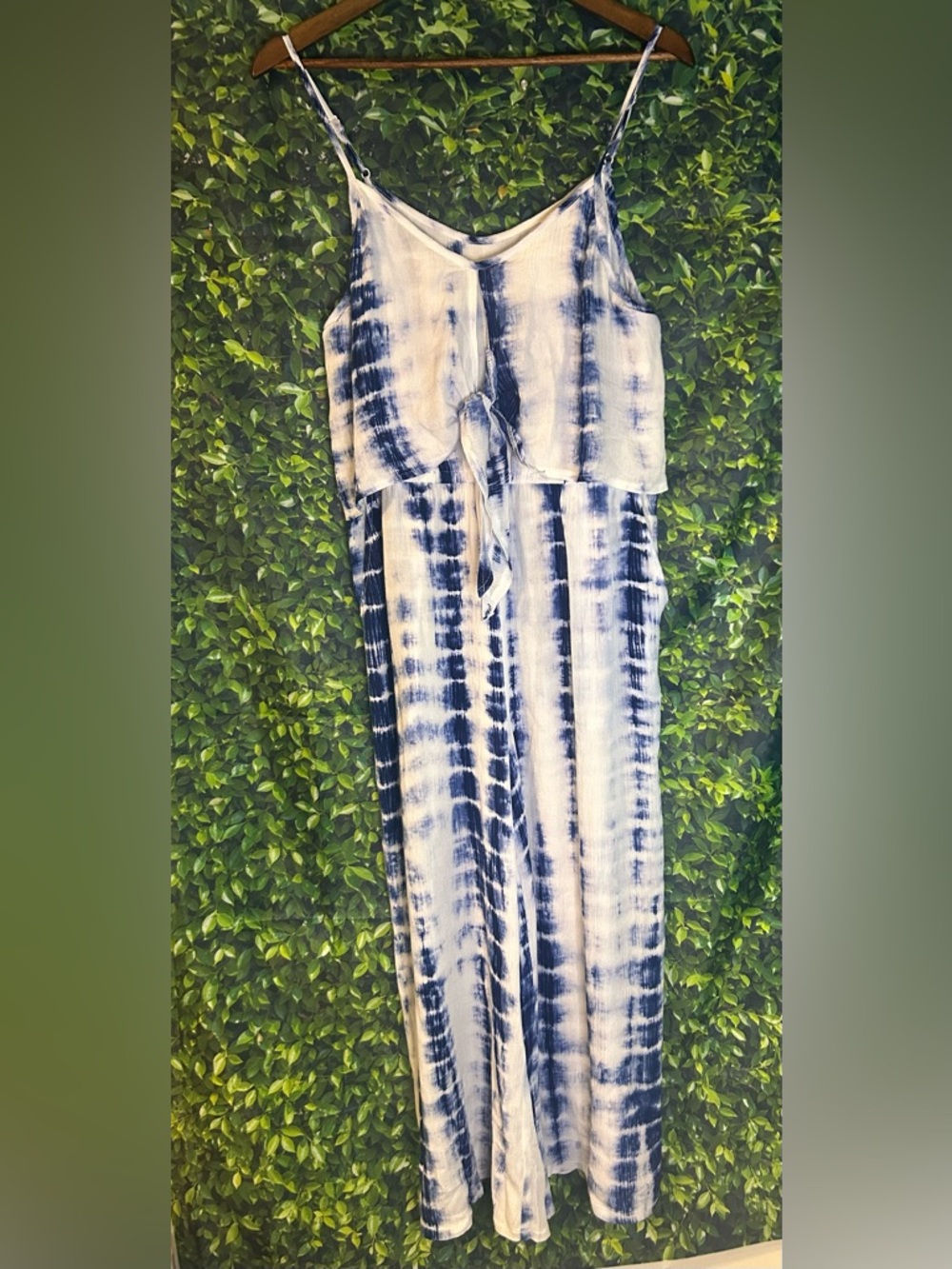 Mystree Navy & White Tie-Dye Wide-Leg Jumpsuit